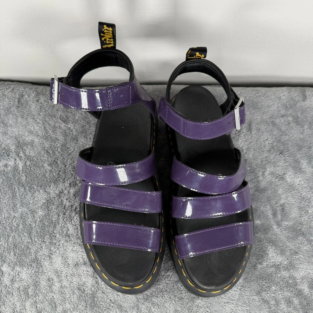 Dr. Martens Blaire Sandals Women 10 Purple Patent Leather Platform Gladiator